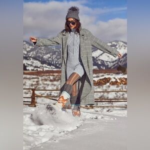 Free People Plaid Wool Trench Coat NWT Medium